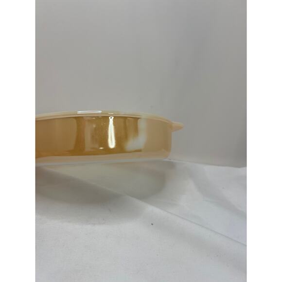 Fire King PEACH LUSTER 8" Round Cake Pan/Casserole w/handles Vintage! - Picture 7 of 9